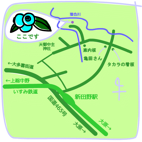 福田農園へのアクセスマップ